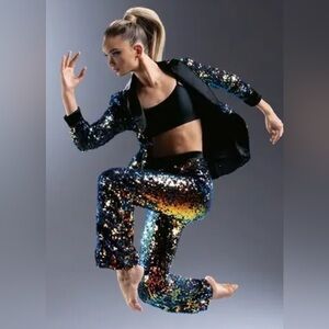 Weissman Sequin Embellished Jacket and pants set -Multicolor